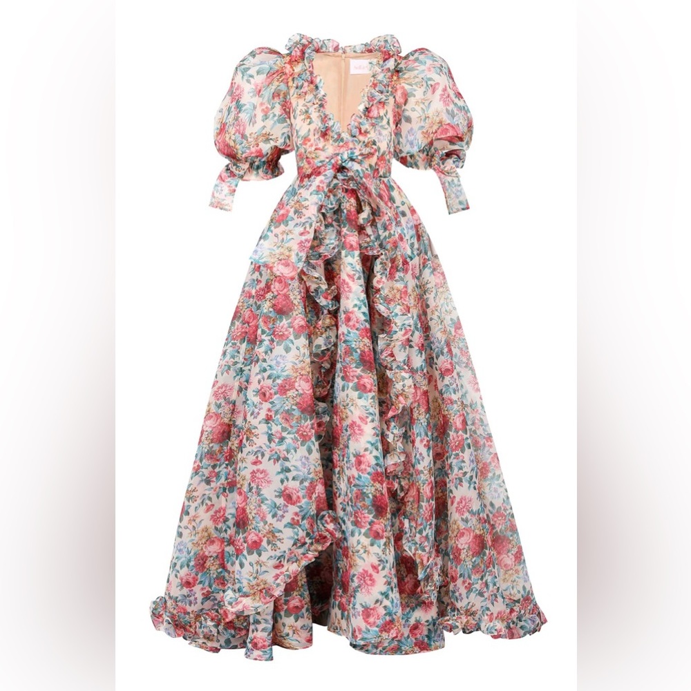 Floral Puff Sleeve Selkie Gown